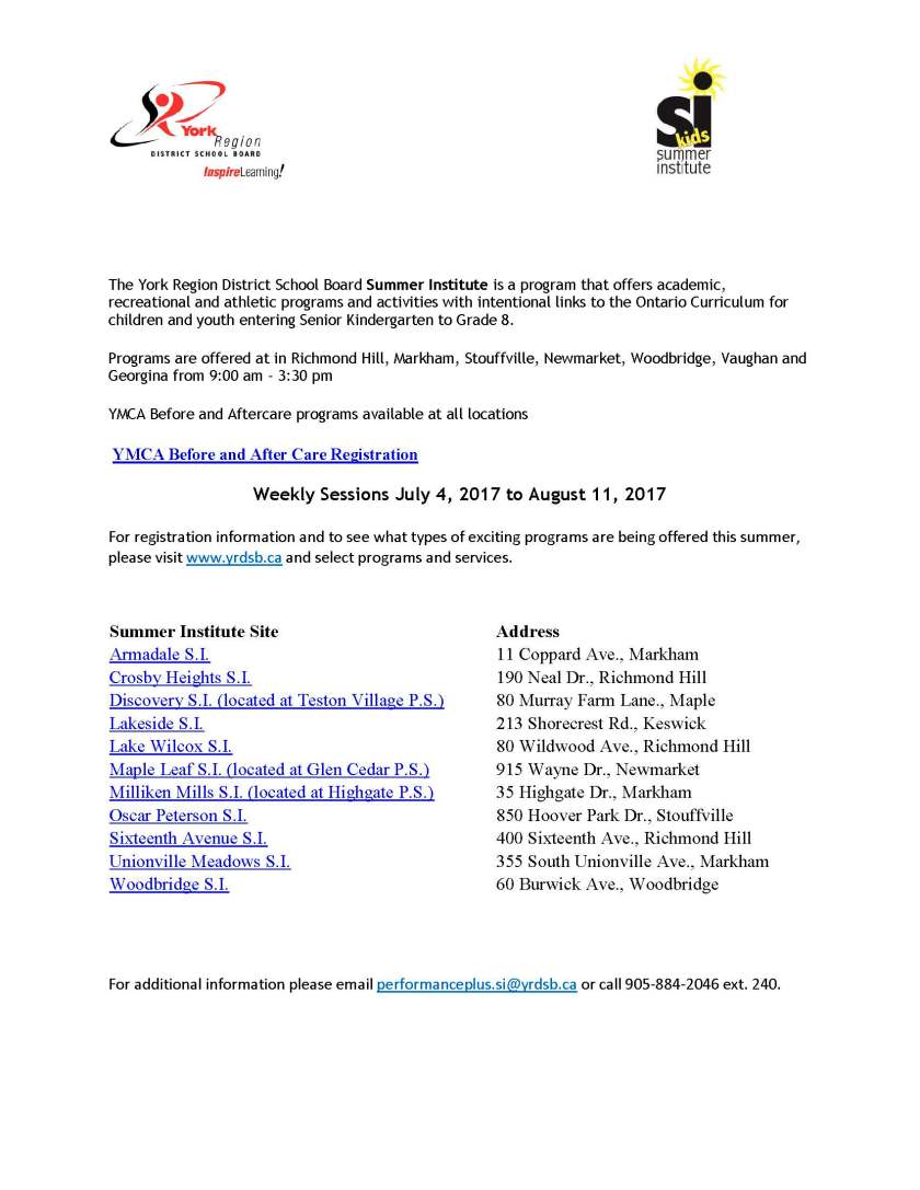 Summer Institute General Newletter insert