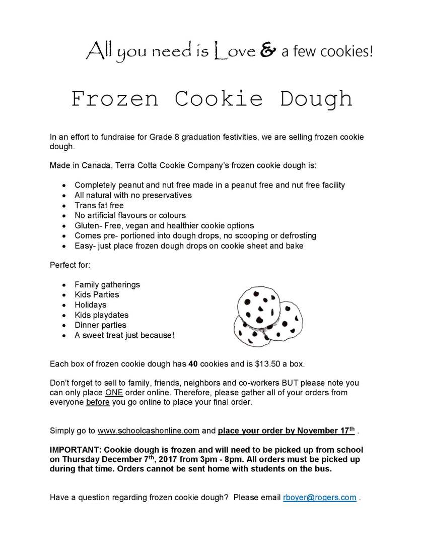Frozen Cookie Dough info page 2017