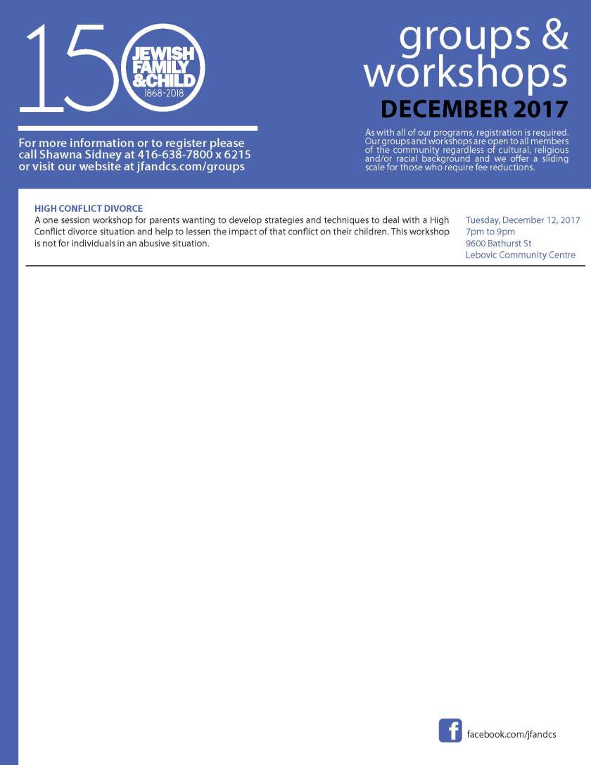 Groups and Workshops December 2017