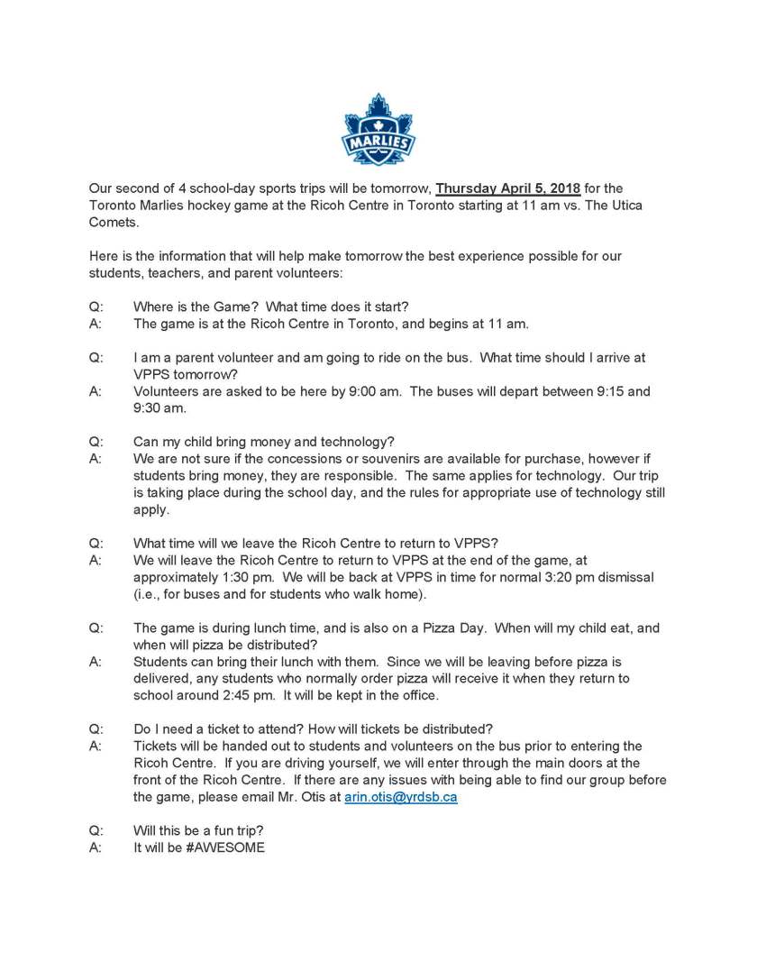 Toronto Marlies Trip FAQ