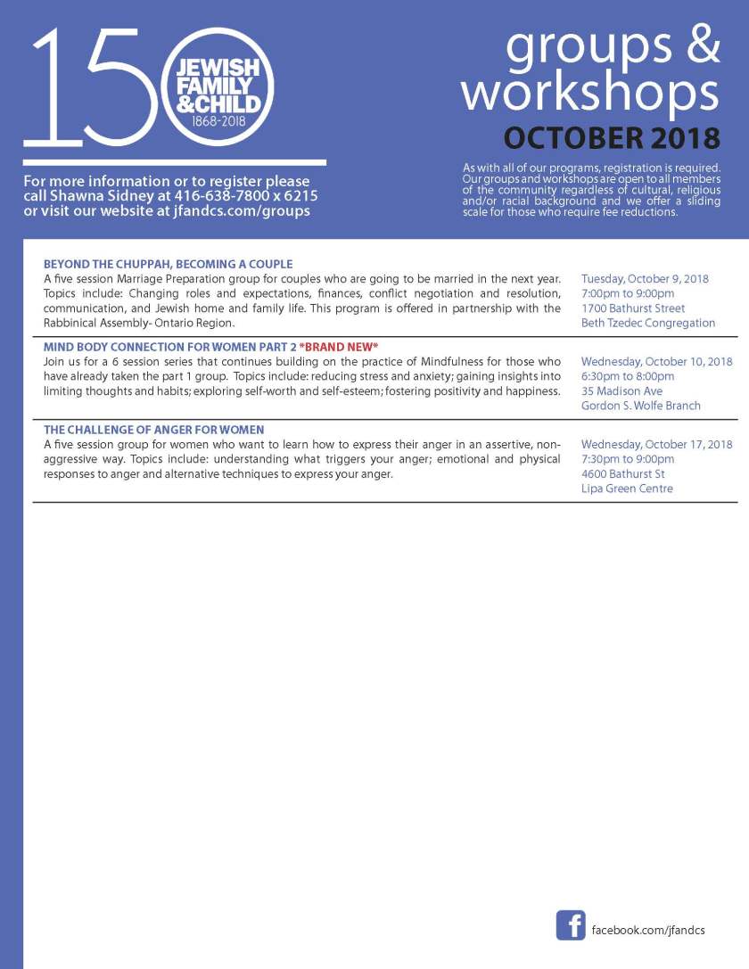 Groups and Workshops October 2018