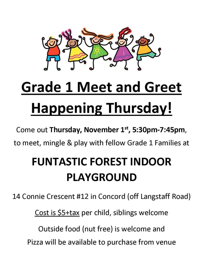 Grade 1 Meet and Greet reminder