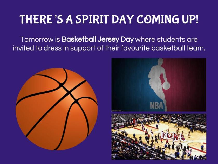 Spirit Day - Basketball Jersey Day