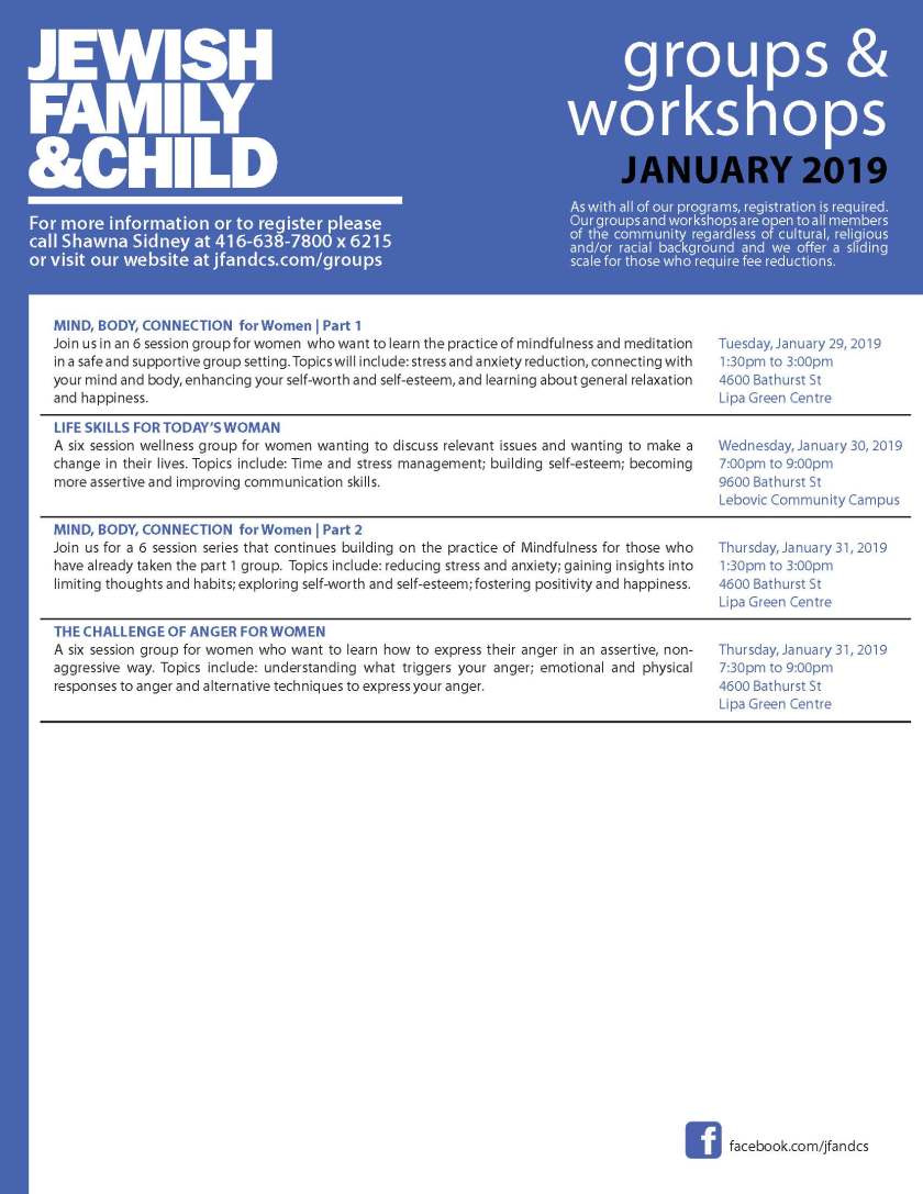 groups and workshops january 2019