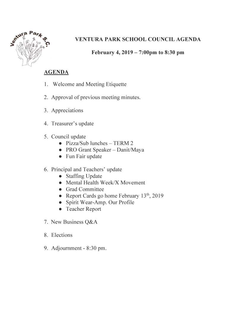 Agenda Feb 4 2019