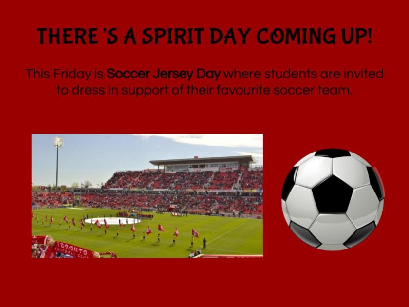 Spirit Day - Soccer Jersey Day