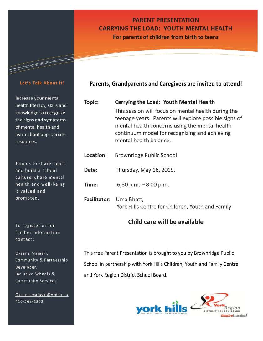 Parent Presentation - Carrying the Load May 16 2019