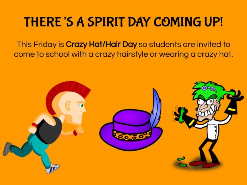 Spirit Day - Crazy hat_hair day
