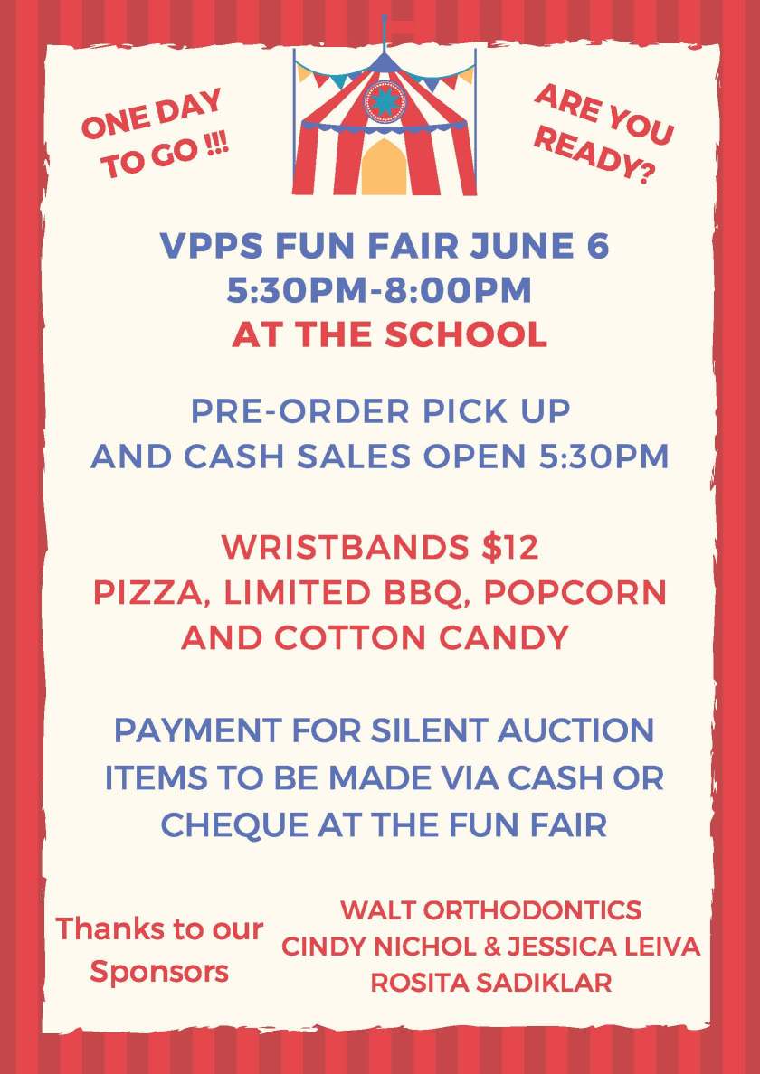 VPPS FUN FAIR 1 DAY TO GO